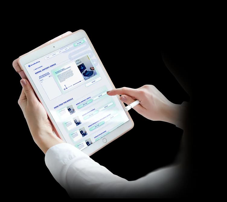 SonoMindPrep course interface on tablet