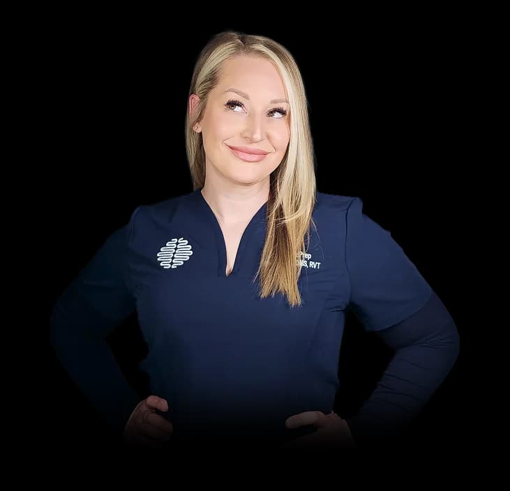 Bre Webb, RDMS, RVT in SonoMindPrep scrubs